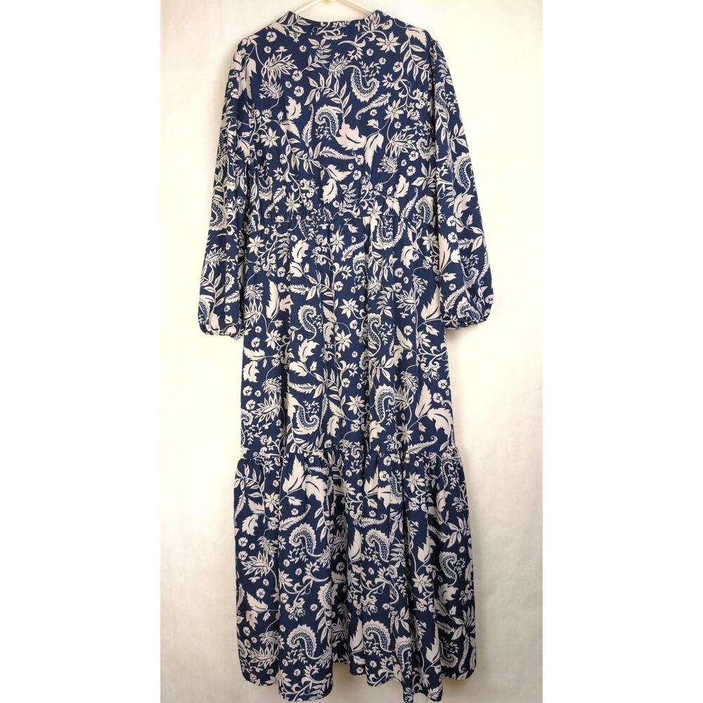 Rusttyydustty paisley floral tiered embroidered maxi dress Size 1XL Navy Boho - Picture 2 of 7